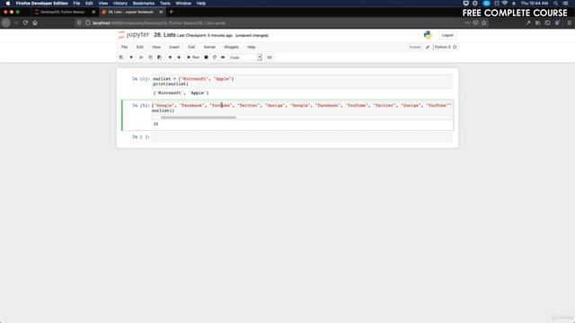 #59 - Lists Data Type in Python 3 | Python Full Course - Beginner to Advanced [FREE] смотреть онлайн
