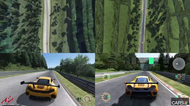 Assetto Corsa & Project CARS: Nordschleife - Top-Down View Comparison (1 Lap) смотреть онлайн