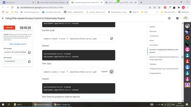 Using Role-based Access Control in Kubernetes Engine [GSP493] смотреть онлайн