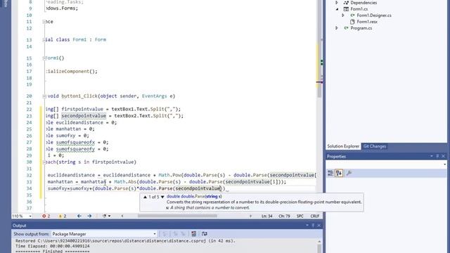 Find distance between points using Manhattan, Euclidean, Cosine distance in C# смотреть онлайн