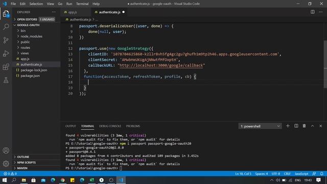 Google OAuth 2.0 in Node.js using Passport.js | Easy Tutorial смотреть онлайн