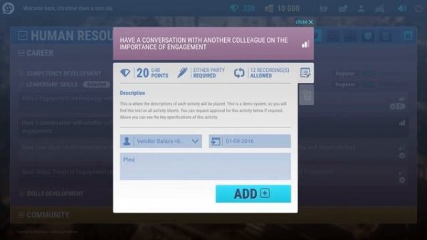 Games for Business demo introduction - The Learning Experience