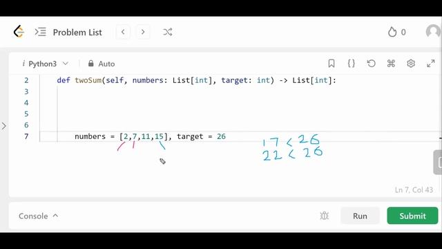 Two Sum II - Input Array Is Sorted - leetcode167 - Python смотреть онлайн