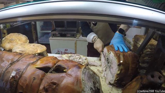 Street Food from Umbria. Huge Porchetta Cut for Giant Stuffed Sandwiches. Seen in Italy смотреть онлайн