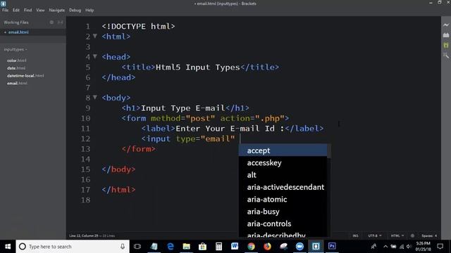 Html5 Input types : Input type email смотреть онлайн