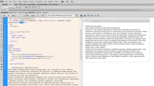 Dreamweaver Tutorial - Jquery UI Tabbed Collapsible Panels, Part 1 of 2 смотреть онлайн