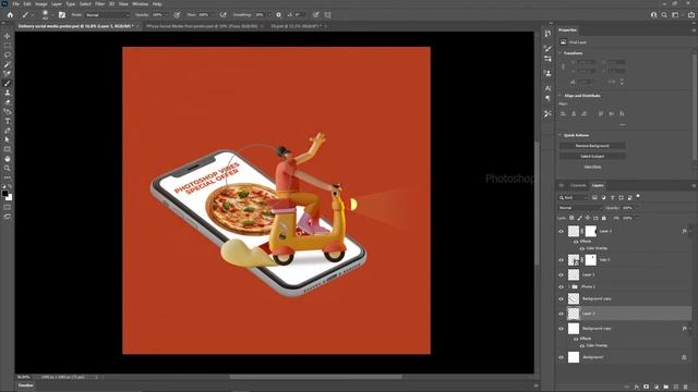 Social Media Post Design Photoshop | Pizza Delivery Concept смотреть онлайн