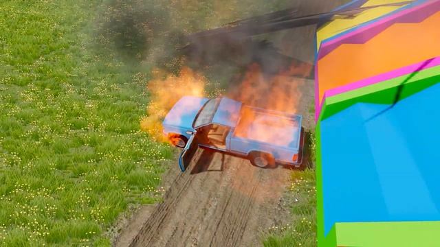 Funny cars and Slide Color with Car vs Speed Bump - Big & Small Cars vs Fruits - BeamNG #1 смотреть онлайн