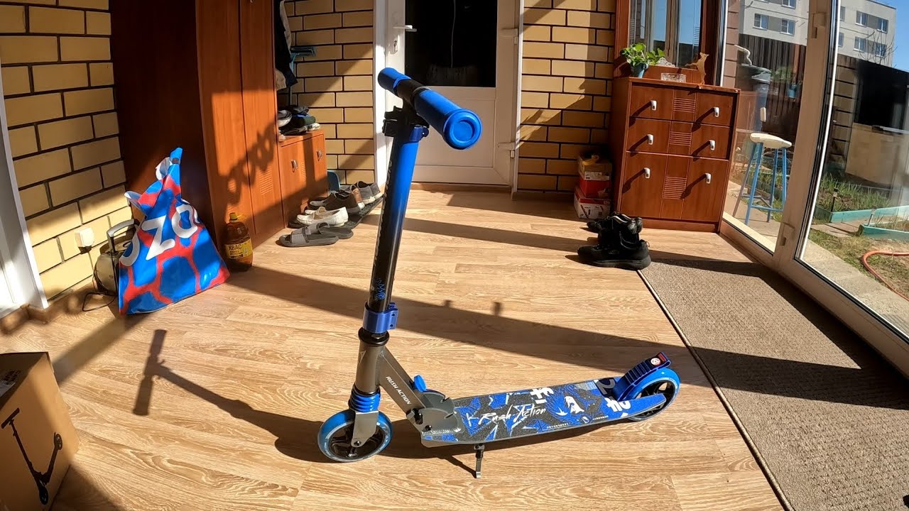 Самокат двухколесный RUSH ACTION K-145A-3 Gray-blue 2. Распаковка самоката. смотреть онлайн