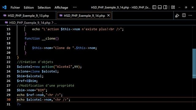 PHP Exemples 9 14 Copie et clonage смотреть онлайн