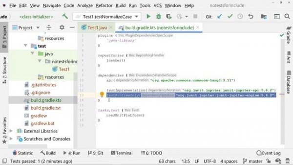 no tests for given includes: Gradle JUnit Kotlin Java Fixes