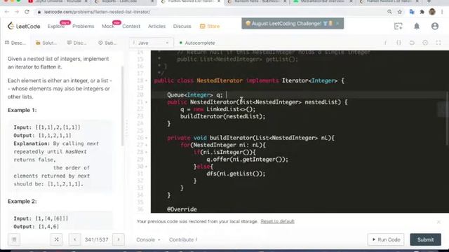 Flatten Nested List Iterator Leetcode 341 смотреть онлайн
