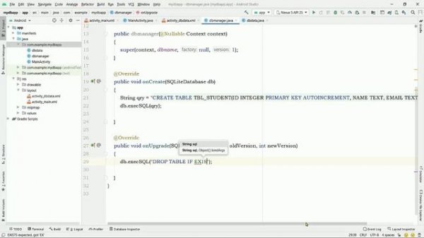 Android studio connection with SQLite Database | SQLite Example in Android Studio