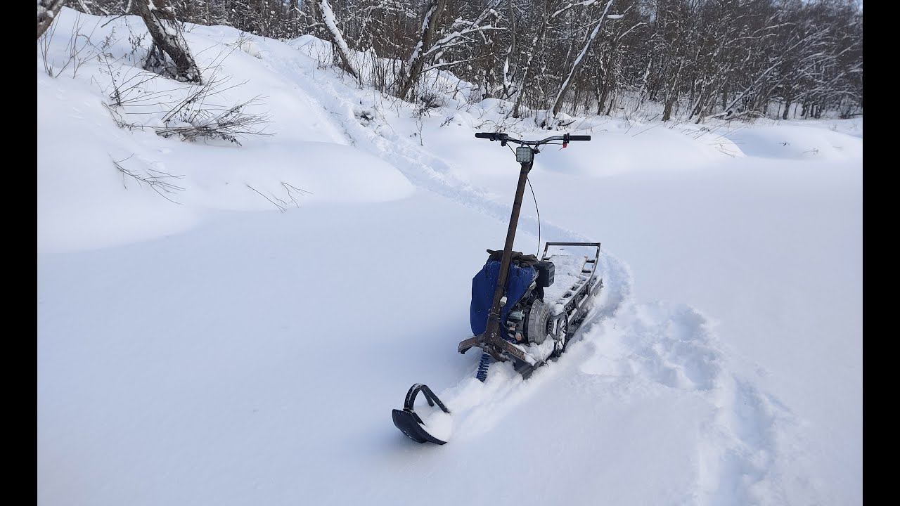 Снегоход снегокат по густому лесу с двигателем Lifan KP500 смотреть онлайн