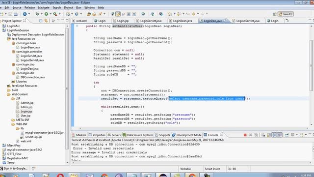 Session and Role based Java Login example смотреть онлайн
