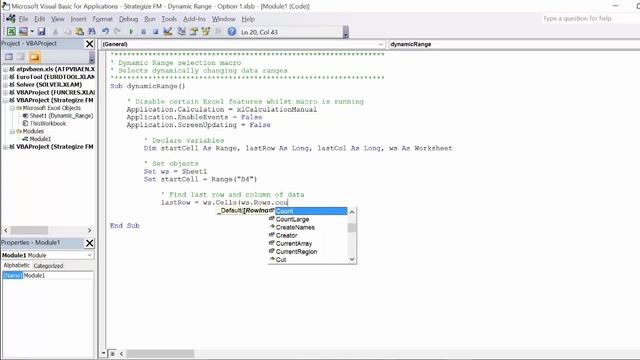 Excel VBA Dynamic Ranges смотреть онлайн