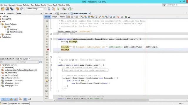 NetBeans: JList Java Swing смотреть онлайн