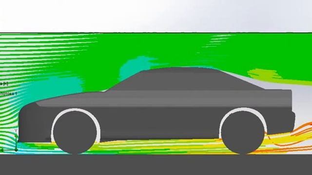 Анимация движения потока, SolidWorks FlowSimulation Nissan Skyline 34 смотреть онлайн