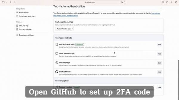 How to enable two-factor authentication (2FA) on GitHub