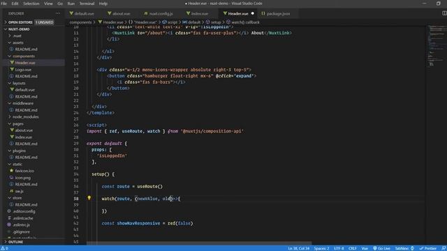 Nuxt Tutorial | Composition API - Part 6 - Watcher and Responsive Menu смотреть онлайн