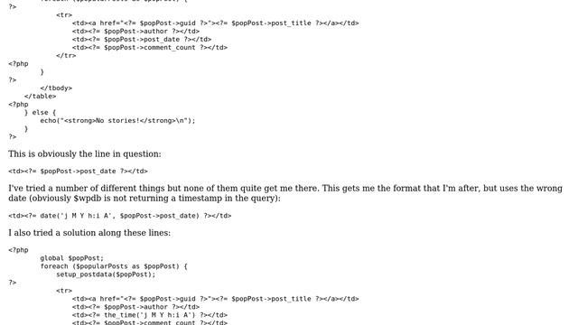 Wordpress: Formatting a date/time returned from a custom $wpdb query смотреть онлайн
