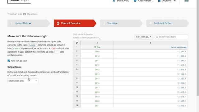 Как сделать линейный график в DataWrapper