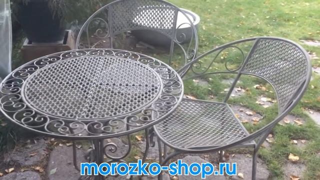 Комплект дачной мебели АЖУРНЫЙ ПРОВАНС (2 кресла, стол), металл, серый 1023734 смотреть онлайн