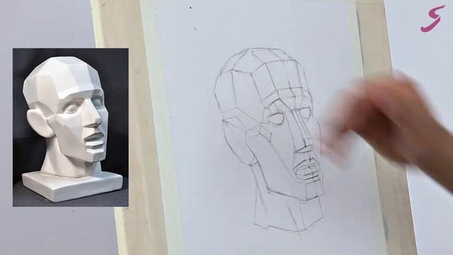 Онлайн урок по рисунку «Обрубовка Гудона» | Как нарисовать гипсовую голову поэтапно смотреть онлайн