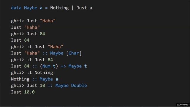 Введение в функциональное программирование. Язык Haskell. Часть 3. Алгебраические типы данных смотреть онлайн