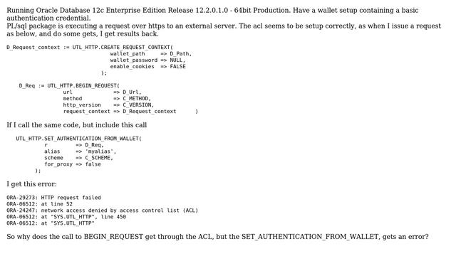 Databases: SET_AUTHENTICATION_FROM_WALLET call returns ACL error смотреть онлайн