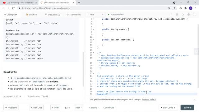 Leetcode 1286. Iterator for Combination (Daily Challenge 11/14/2021) смотреть онлайн