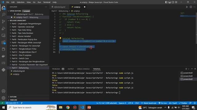 Belajar Javascript Pemula - Part#17 Refactoring (Penyederhanaan Script) смотреть онлайн