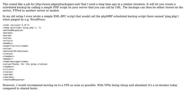 How can I automate retrieval of MySQL databases from shared hosting which disallows remote MySQL... смотреть онлайн
