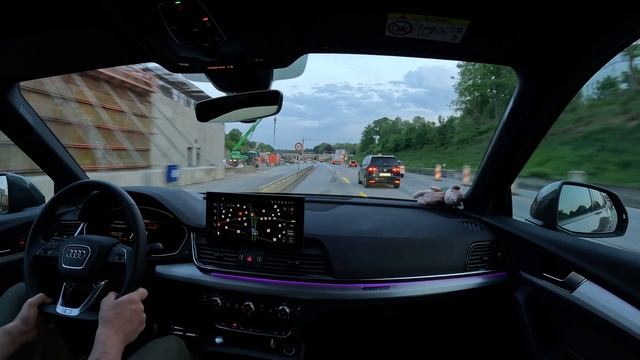 Driving Out Of Town Into Sunset