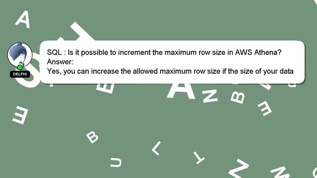 SQL : Is it possible to increment the maximum row size in AWS Athena? смотреть онлайн