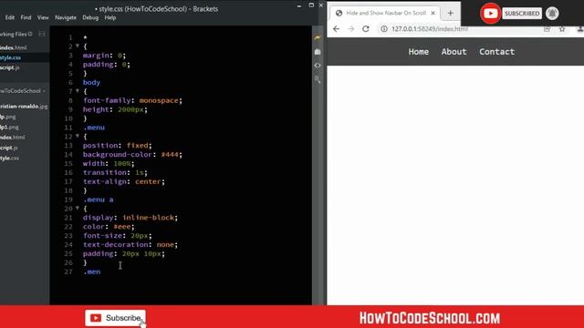 Hide and Show Navbar On Scroll With JavaScript | HowToCodeSchool.com смотреть онлайн