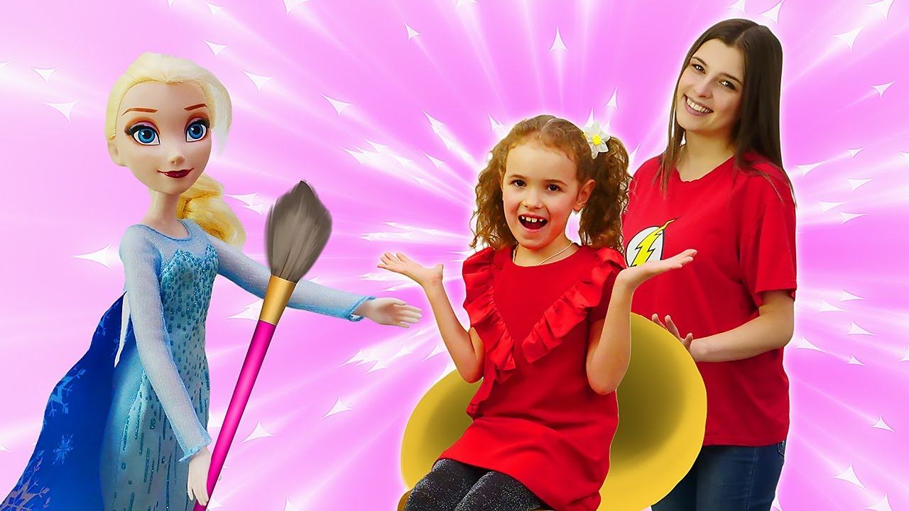 Видео куклы - Эльза Холодное Сердце в Салоне Красоты! - Причёска и макияж Игры для девочек смотреть онлайн