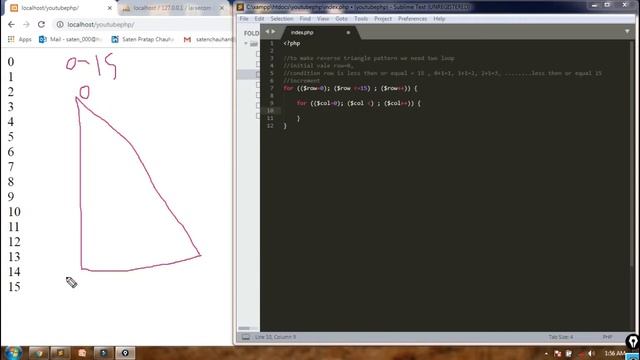 Print Star Reverse Triangle Pattern in PHP смотреть онлайн