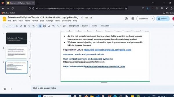 Selenium with Python Tutorial - 29 : Authentication Popup