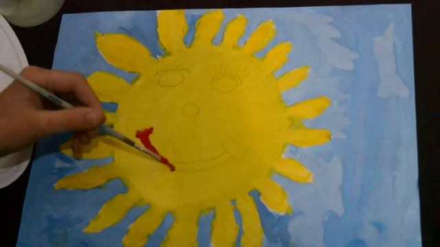 КАК НАРИСОВАТЬ СОЛНЫШКО КРАСКАМИ смотреть онлайн