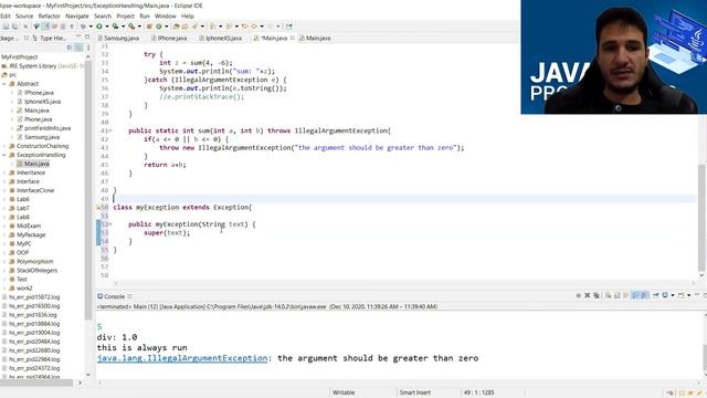 23 - Java programming - Exception handling part 2 - create exception class смотреть онлайн