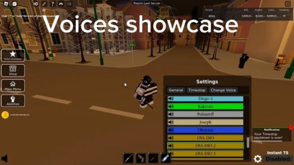 How to get OVA Dio Timestop Voice in JoJo Timestop Battlegrounds