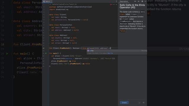 Kotlin - Safe Calls and Elvis Operator Check City Program смотреть онлайн
