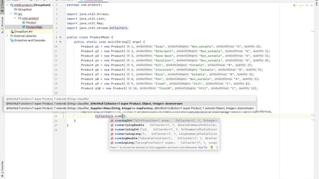 Using groupingBy() and summingInt() methods to group data - Stream API - Java смотреть онлайн