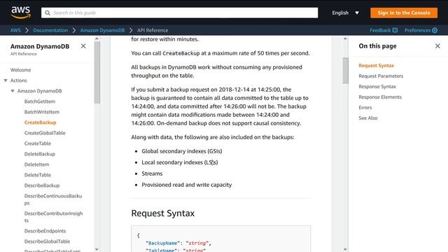 DynamoDB CreateBackup API Walkthrough (NodeJS) смотреть онлайн