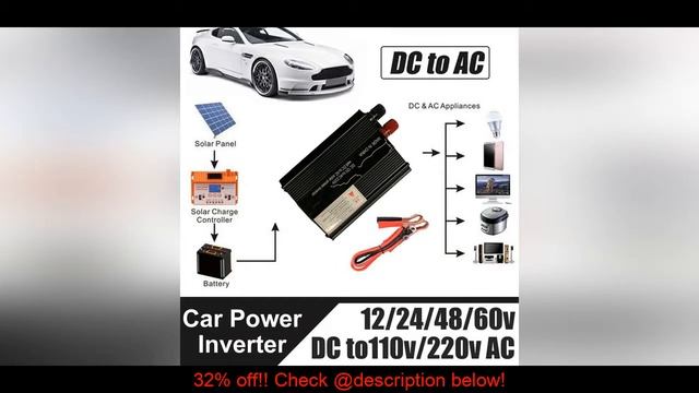 Best 3000W 12V/24V 220V Car High Power Inverter Converter Charger Adapter USB Voltage Transformer D смотреть онлайн