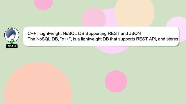 C++ : Lightweight NoSQL DB Supporting REST and JSON смотреть онлайн