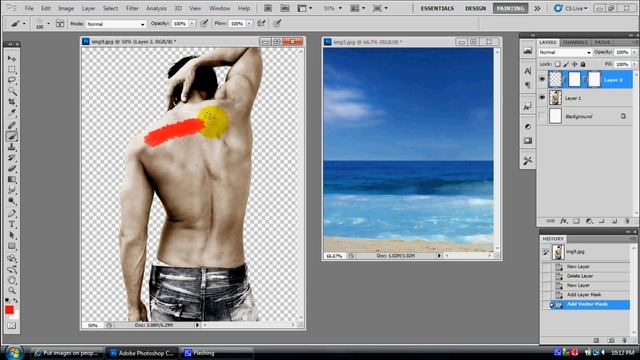 Photoshop Tutorial: Masking a scenery on a human смотреть онлайн