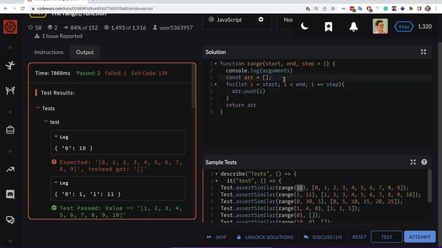 РЕШЕНИЕ задания Codewars для собеседования на JavaScript. The range function. Список агрументов смотреть онлайн